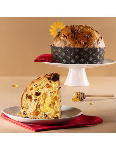 Panettone tradizionale con crema al miele millefiori italiano (900g)