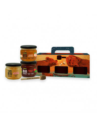 Christmas Gift Set - Gift idea with organic honey and fruit compote and Mielizia honey dipper