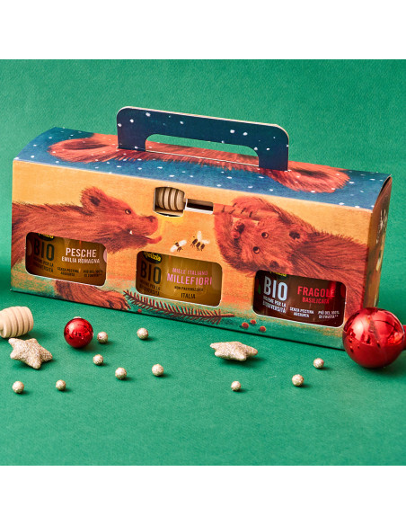 Christmas Gift Set - Gift idea with organic honey and fruit compote and Mielizia honey dipper