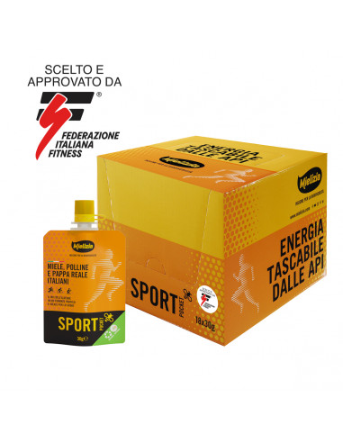 SportPocket - Miele, polline e pappa reale italiani - Pack 18 pezzi da 30g